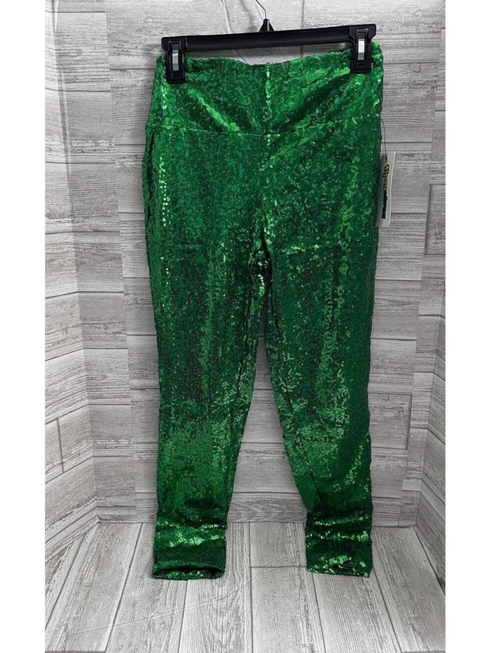Tipsy Elves Green Sequin High Waisted Leggings Women’s Size S NWT Holiday Party